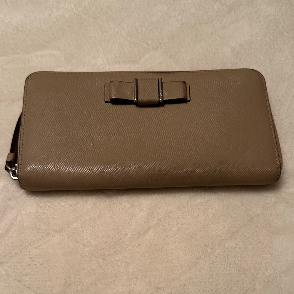 Taupe Coach Wallet with Bow Accent